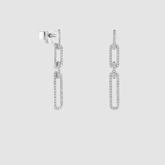 Tous Silver Iced Loops Long Bear Dangle Earrings - Picture 3 of 16